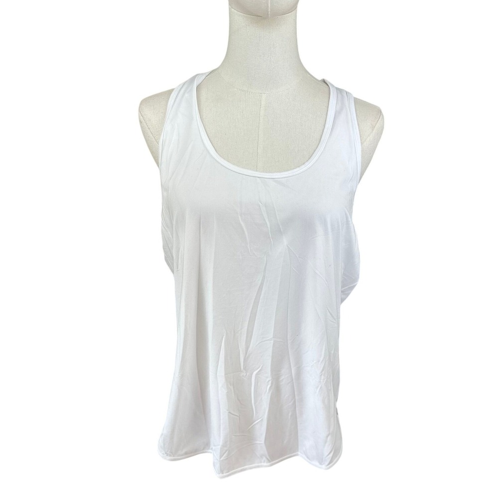 CALME NWT SZ LGE Women's White Effect Draped Racer Back Tank‎ Top Style O19622A1